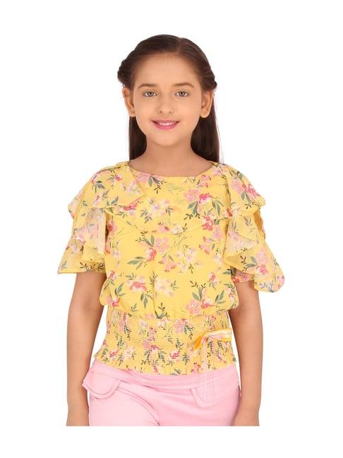 cutecumber kids yellow floral print top