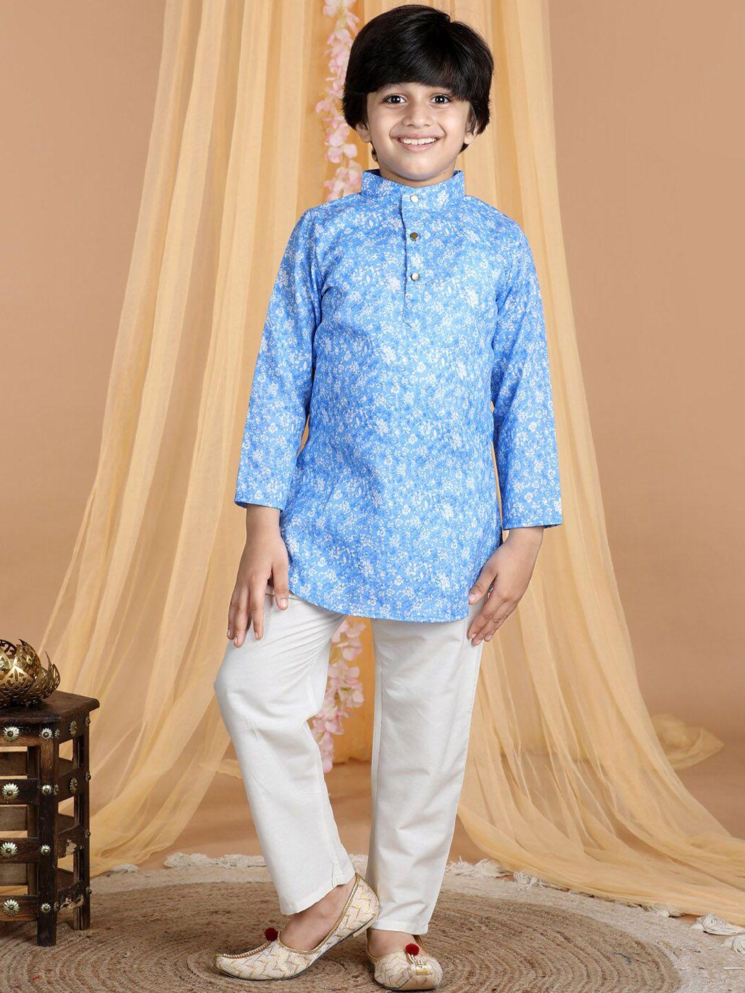 cutiekins boys boys floral printed regular kurta with pyjamas