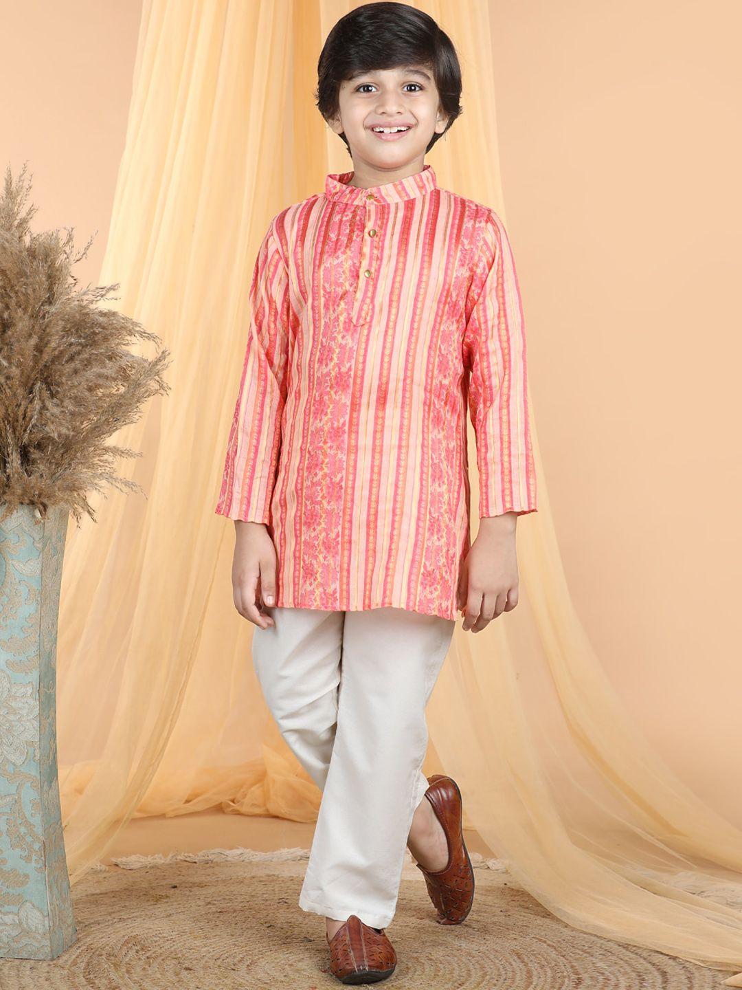 cutiekins boys ethnic motifs printed mandarin collar regular kurta with pyjamas
