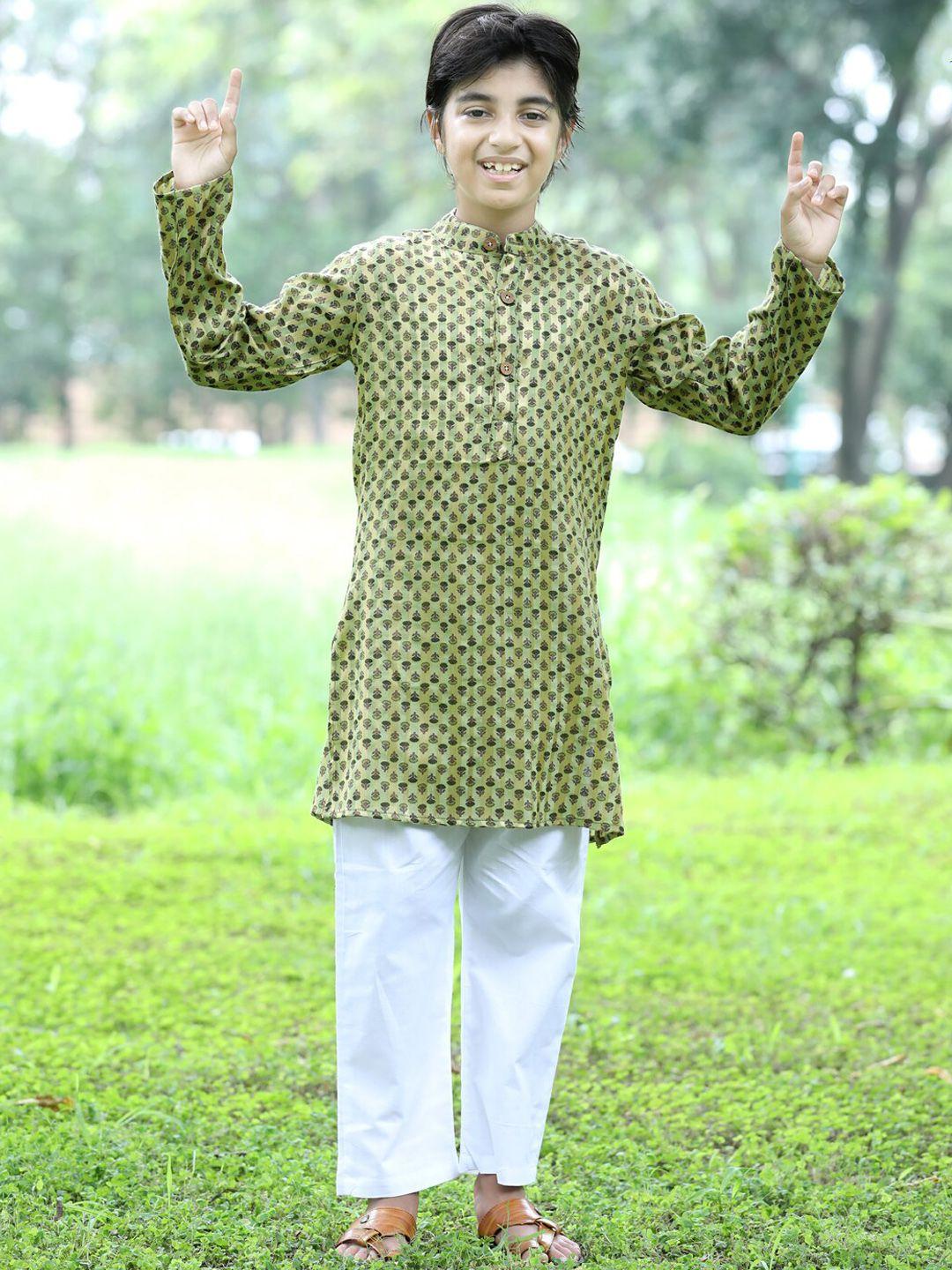 cutiekins boys ethnic motifs printed regular kurta with pyjamas