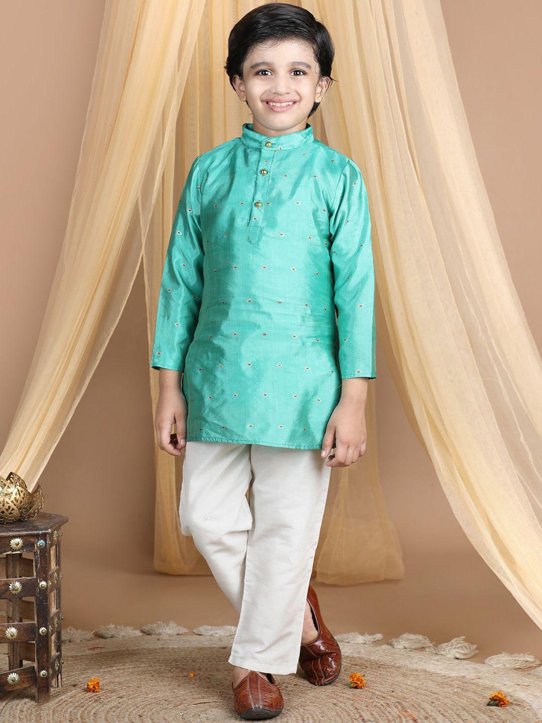 cutiekins boys ethnic motifs woven design straight kurta with pyjamas