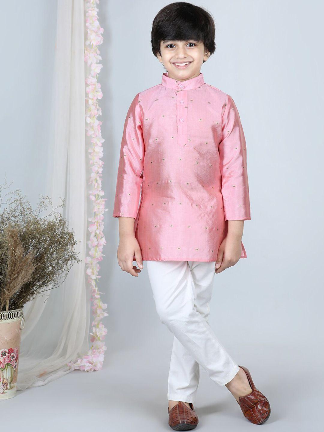 cutiekins boys floral woven design mandarin collar kurta with pyjamas