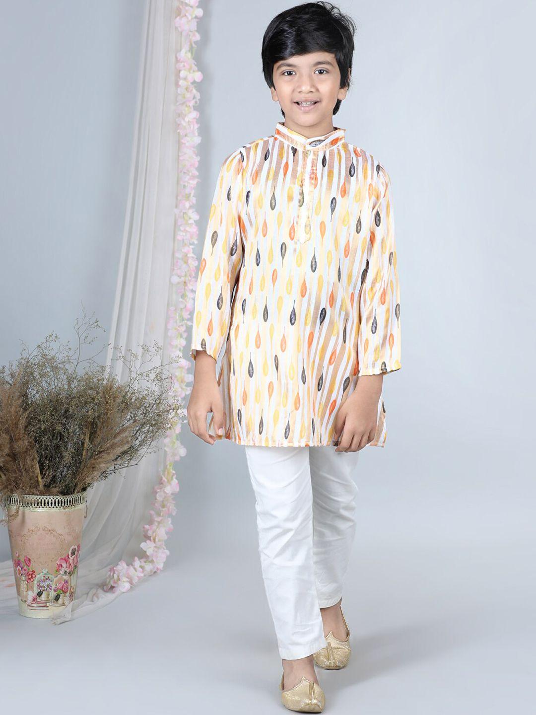 cutiekins boys geometric printed straight kurta with pyjamas