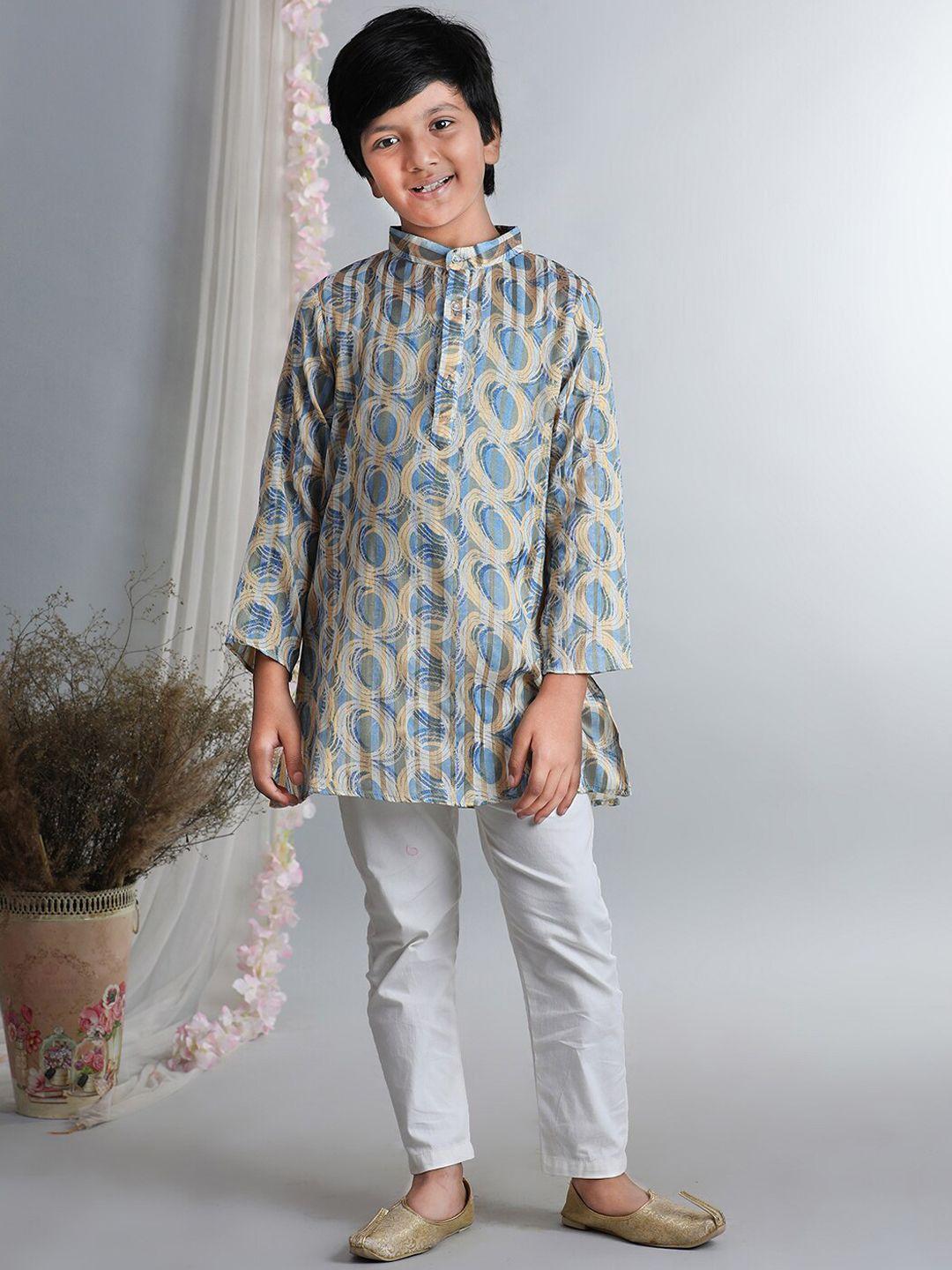 cutiekins boys geometric printed straight kurta with pyjamas
