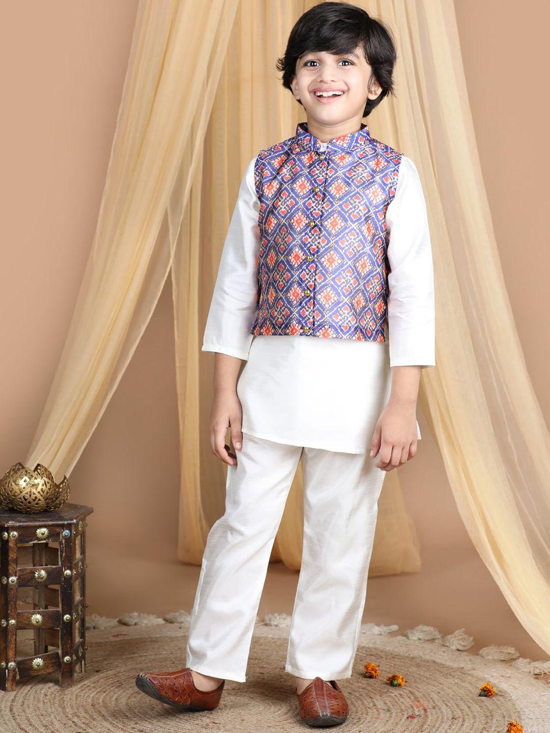 cutiekins boys mandarin collar kurta with pyjamas & nehru jacket