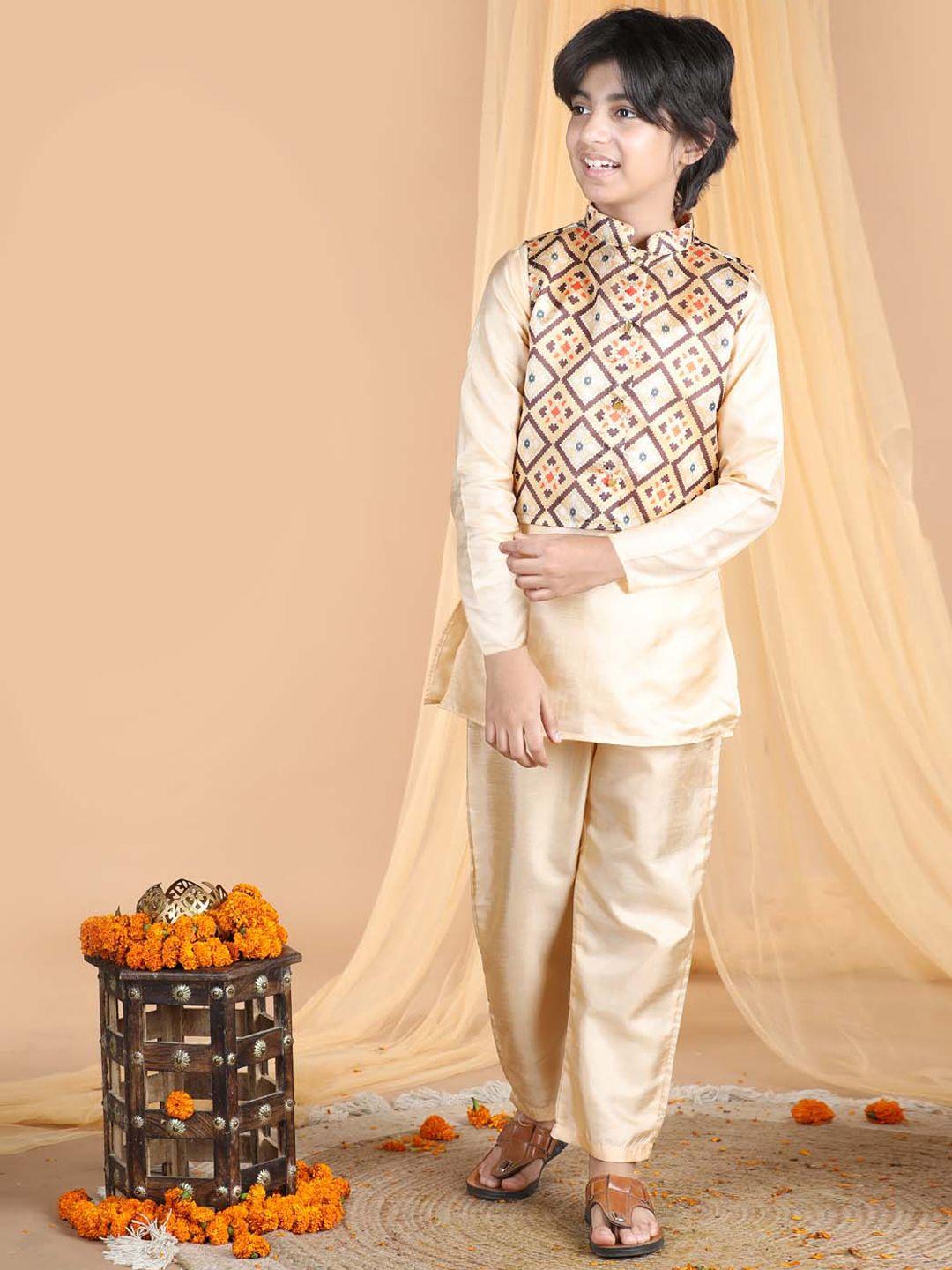 cutiekins boys mandarin collar kurta with pyjamas & waistcoat