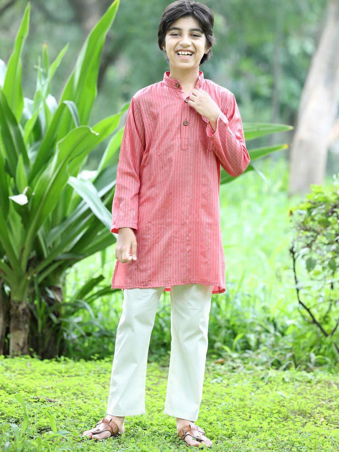 cutiekins boys striped regular kurta with pyjamas