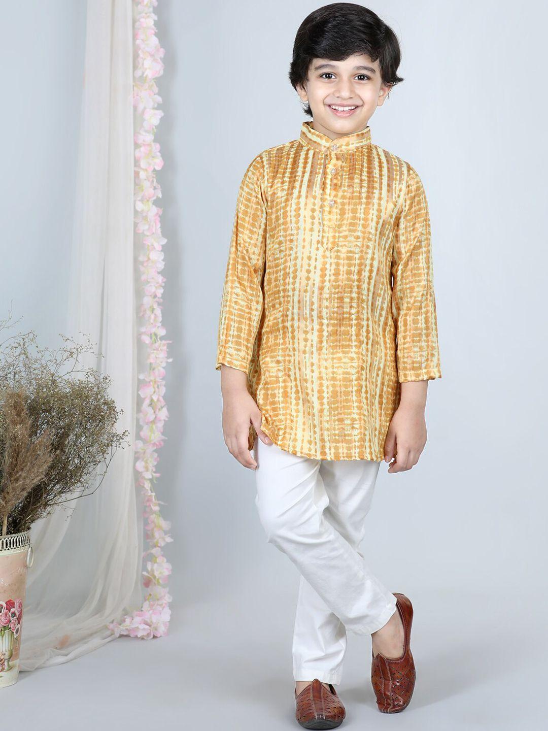 cutiekins boys tie & dye printed regular kurta with pyjamas