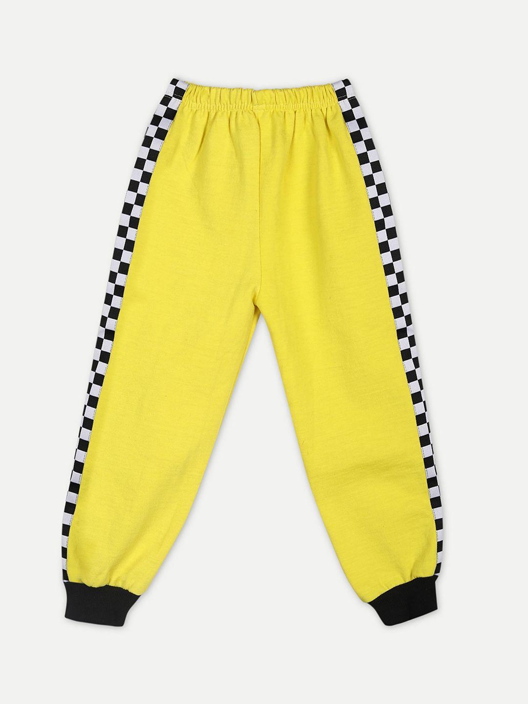 cutiekins kids yellow solid joggers with panel