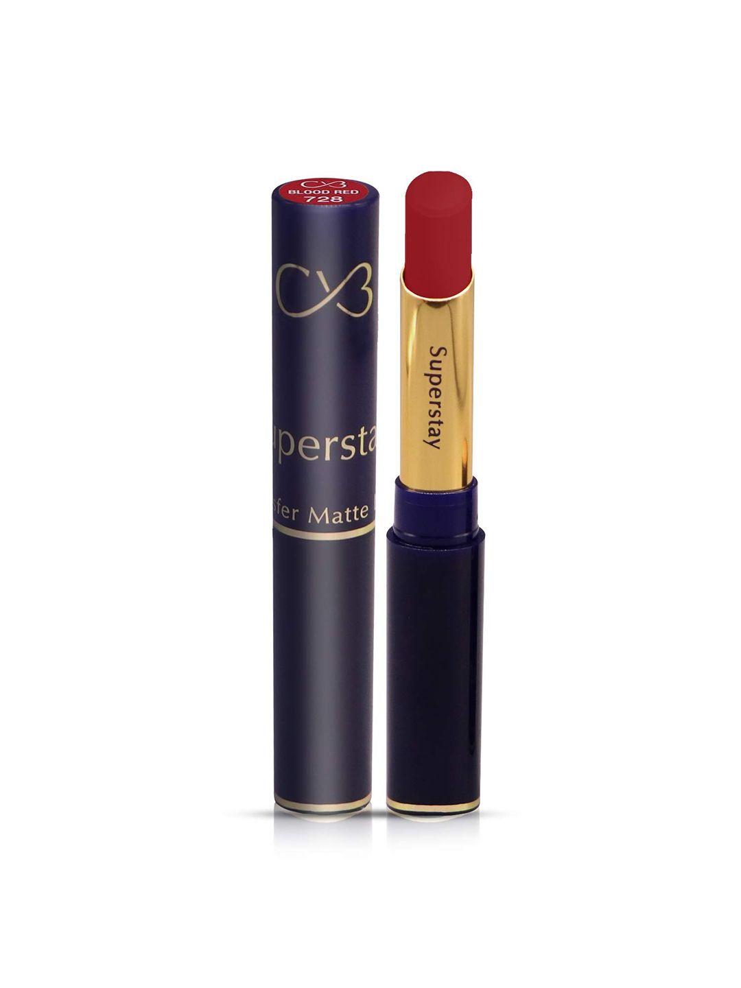 cvb super stay non-transfer matte lipstick 3.5 g - blood red 728