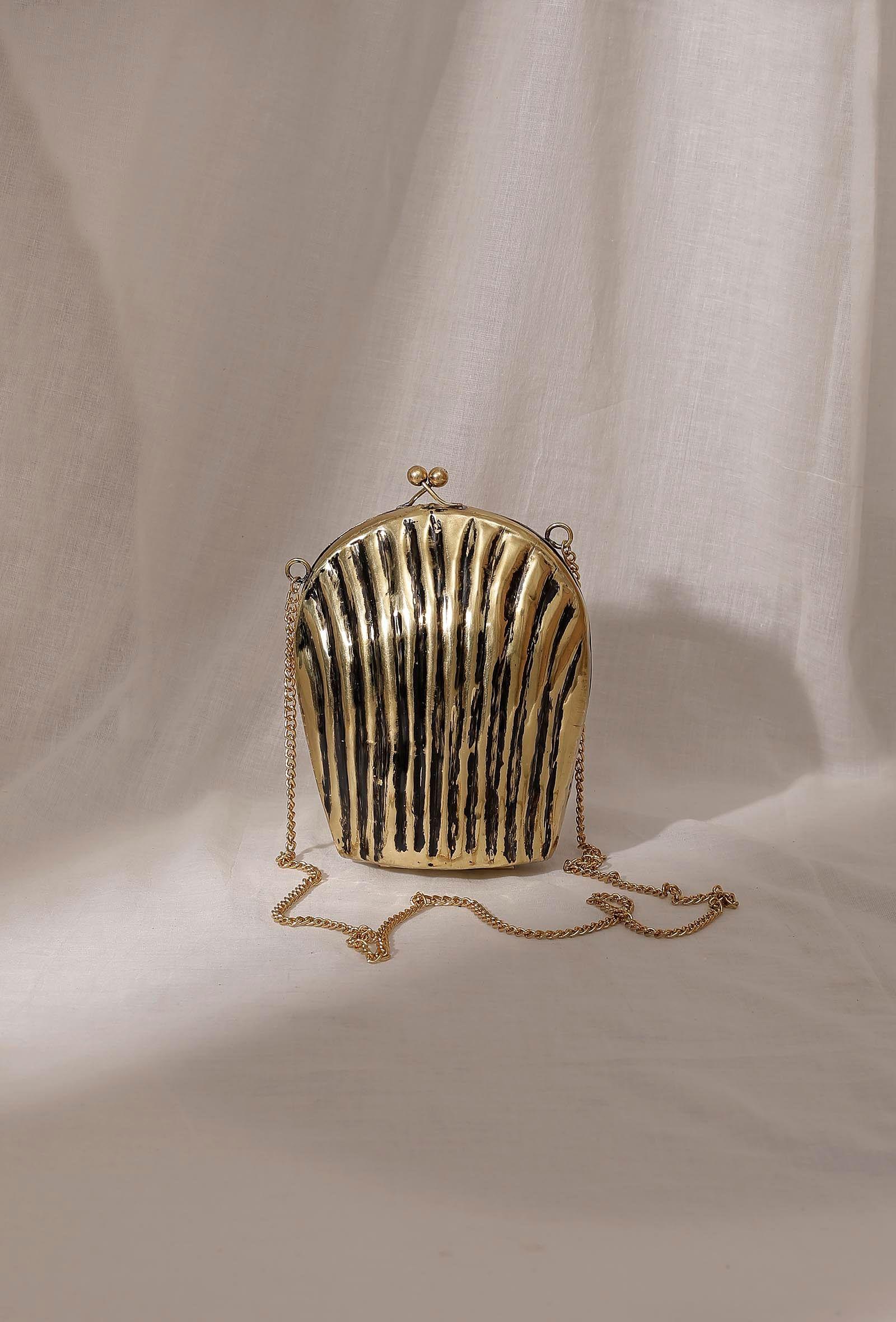 cyrene shell brass metal purse