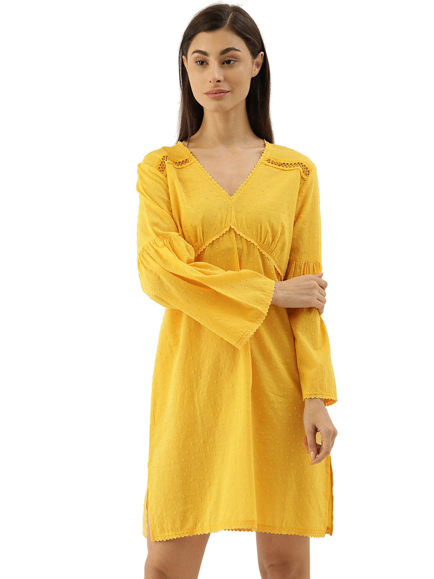 cyril bell sleeves night dress - yellow