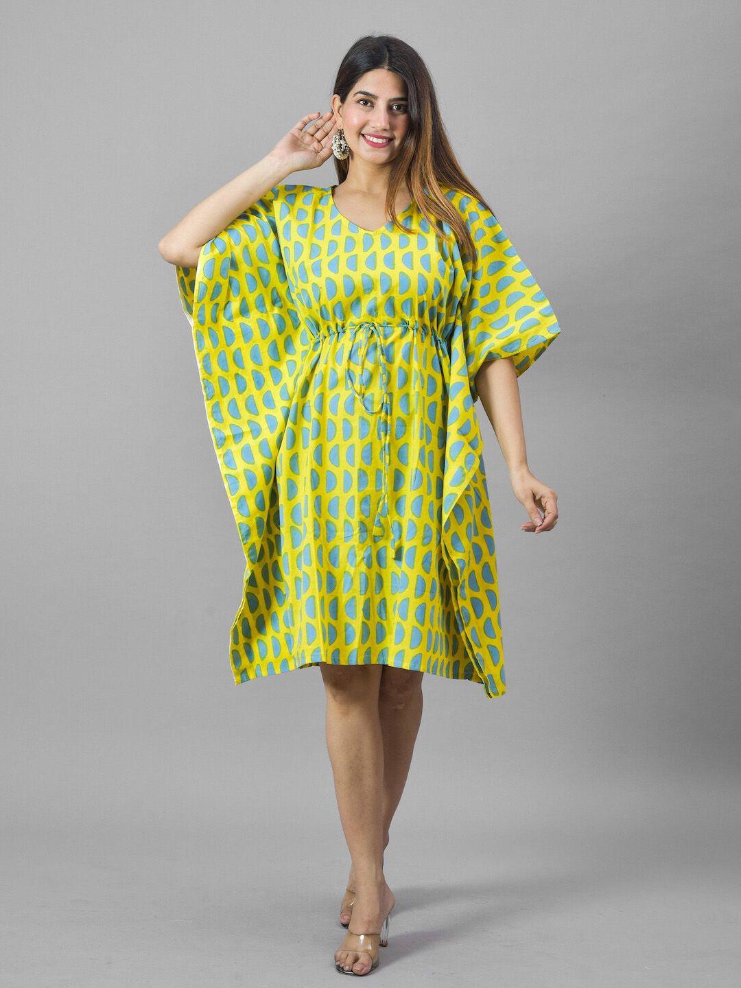 cyu geometric printed kaftan cotton dress