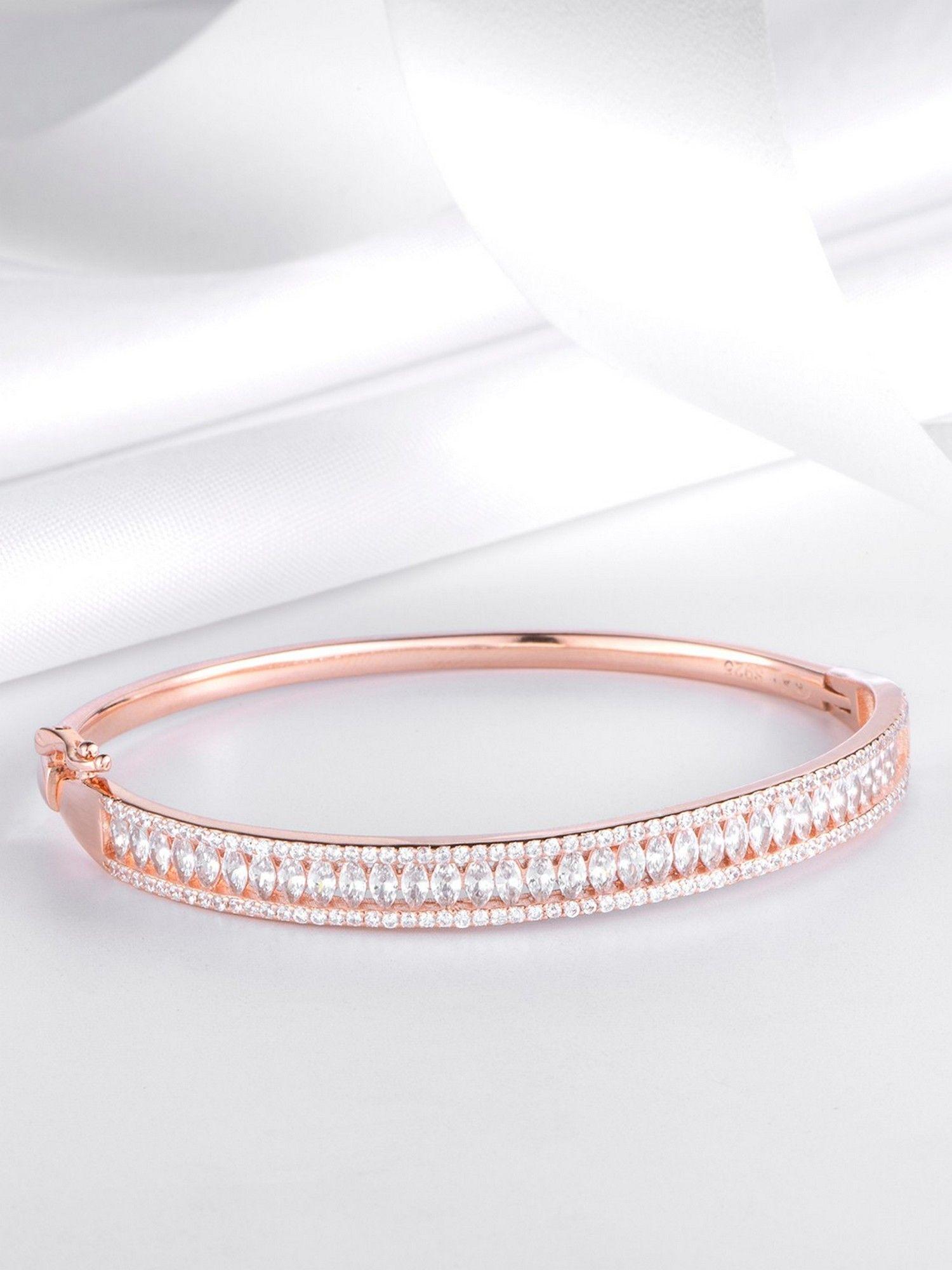 cz rose gold plated 925 sterling silver kada bracelet