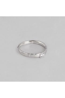 cz studded rhodium plated 925 sterling silver ring for him