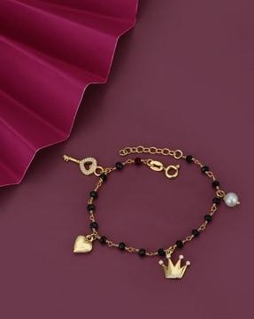 cz with gold plated mangalsutra charm bracelet - fjb4280