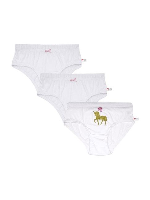 d'chica kids white cotton printed panties - pack of 3