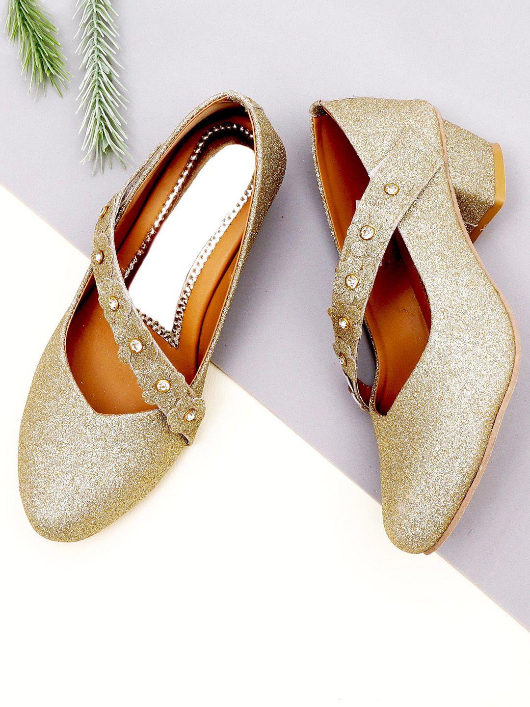 d'chica girls golden festive & partywear block heels