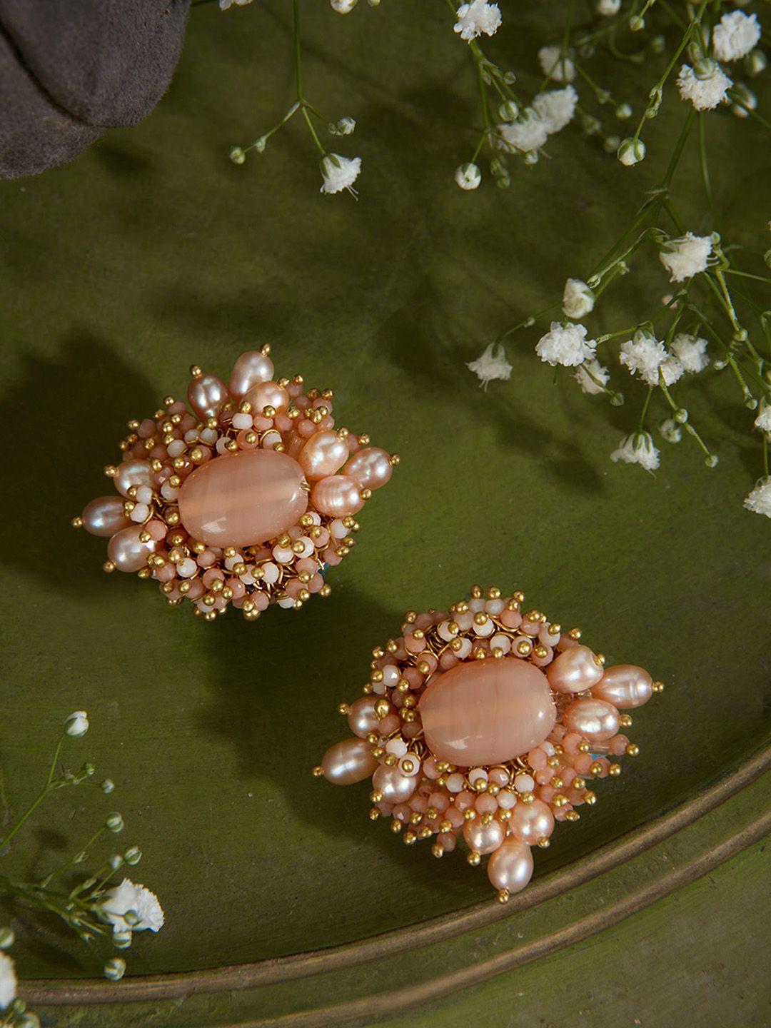 d'oro gold-plated pearls contemporary studs earrings