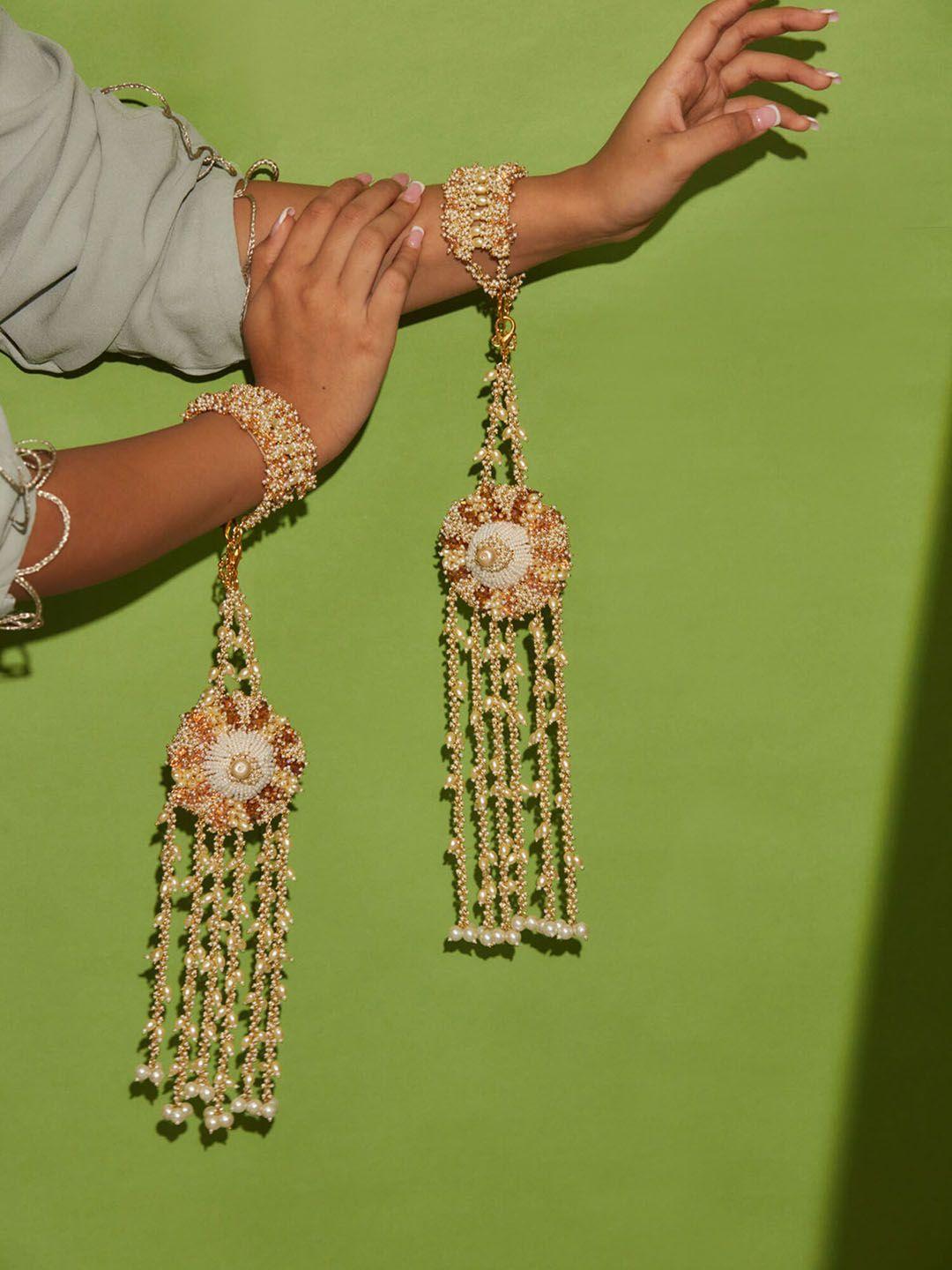 d'oro set of 2 artificial beads bridal kaleeras