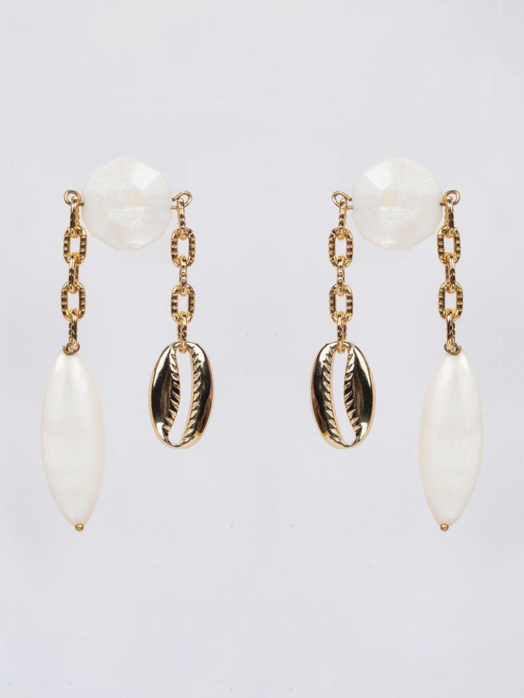 d'oro white gold-plated beaded drop earrings