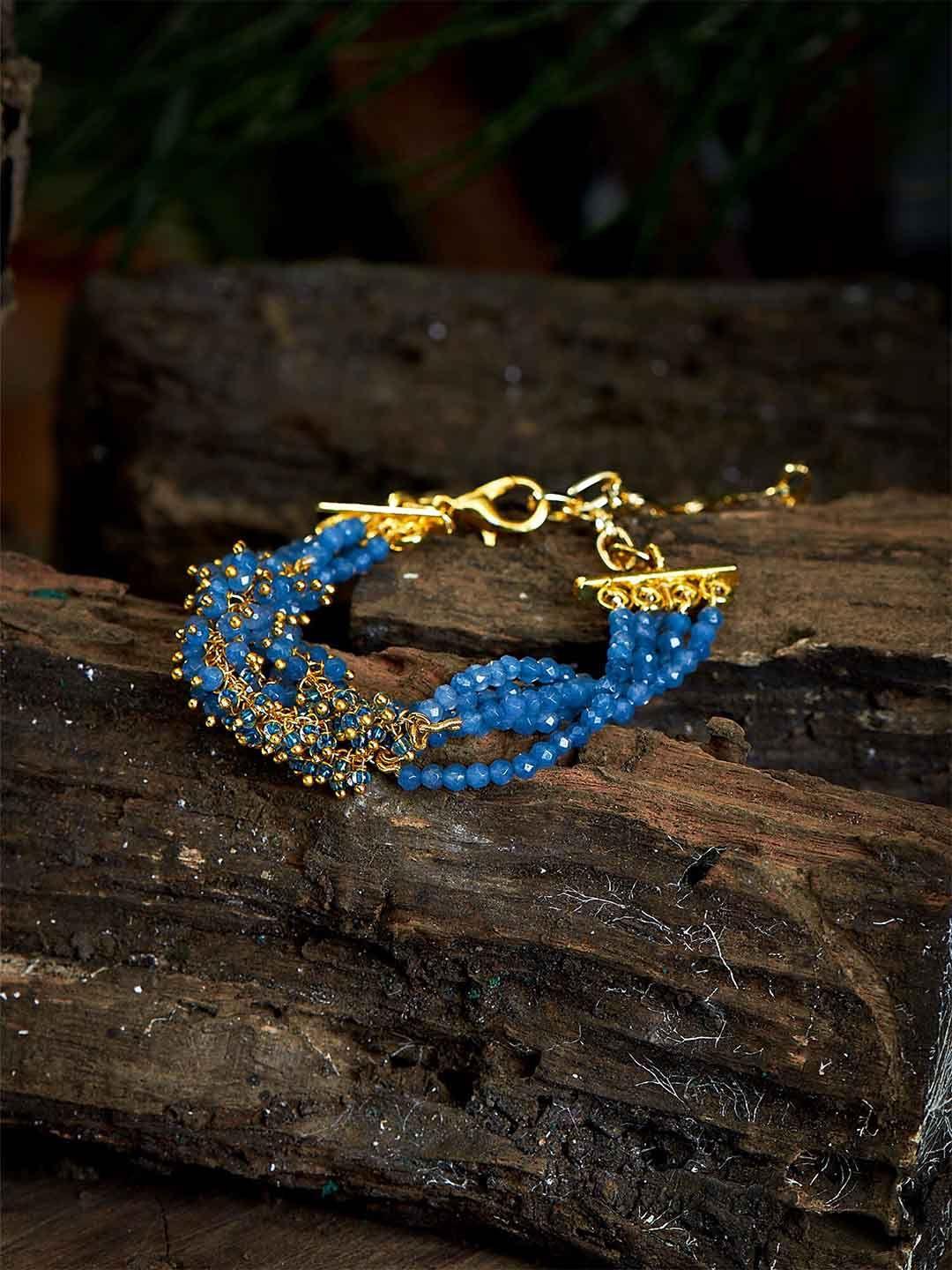 d'oro women blue & gold-plated cuff bracelet