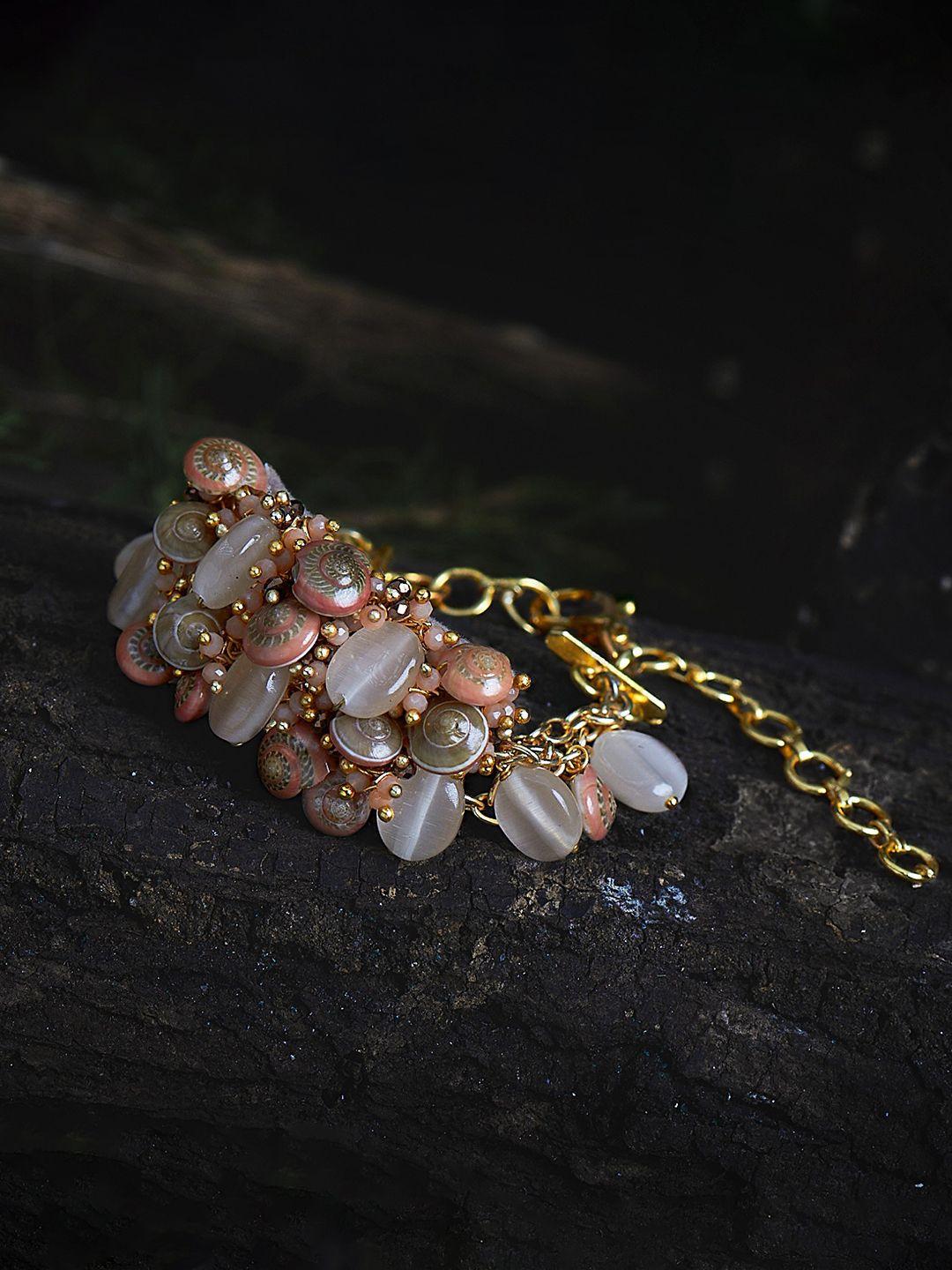 d'oro women gold-toned & pink handcrafted bracelet