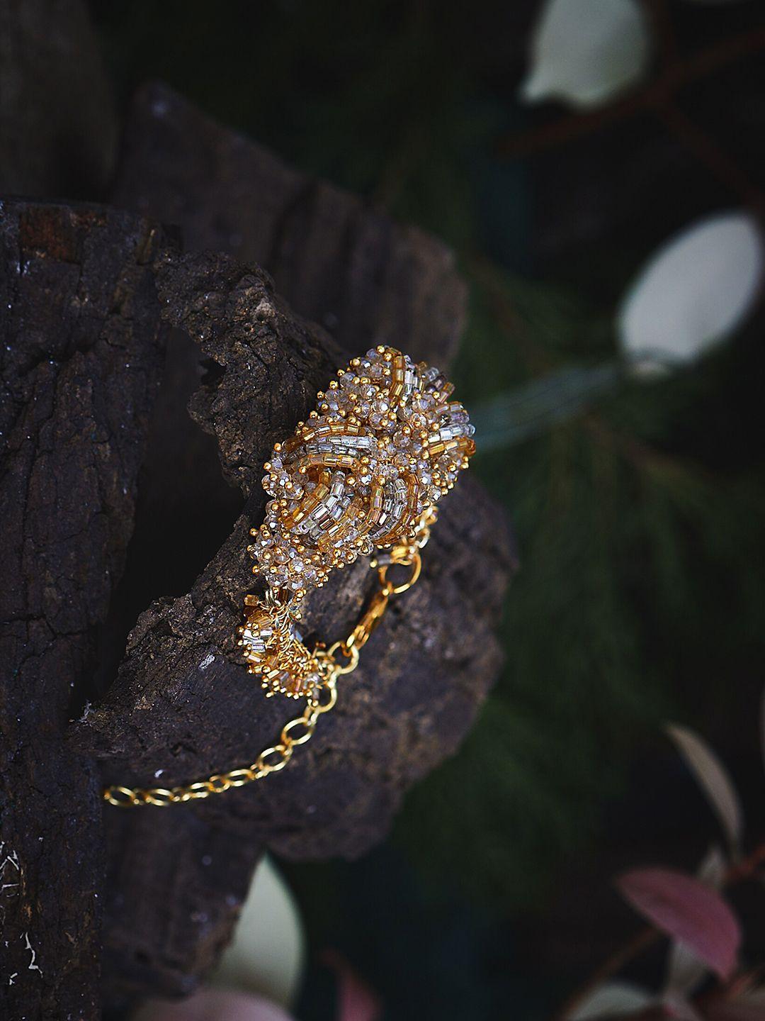 d'oro women gold-toned & white handcrafted bracelet