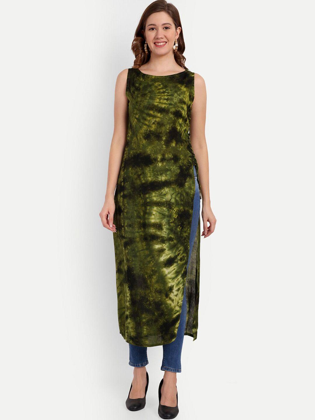 d 'vesh green print sheath midi dress