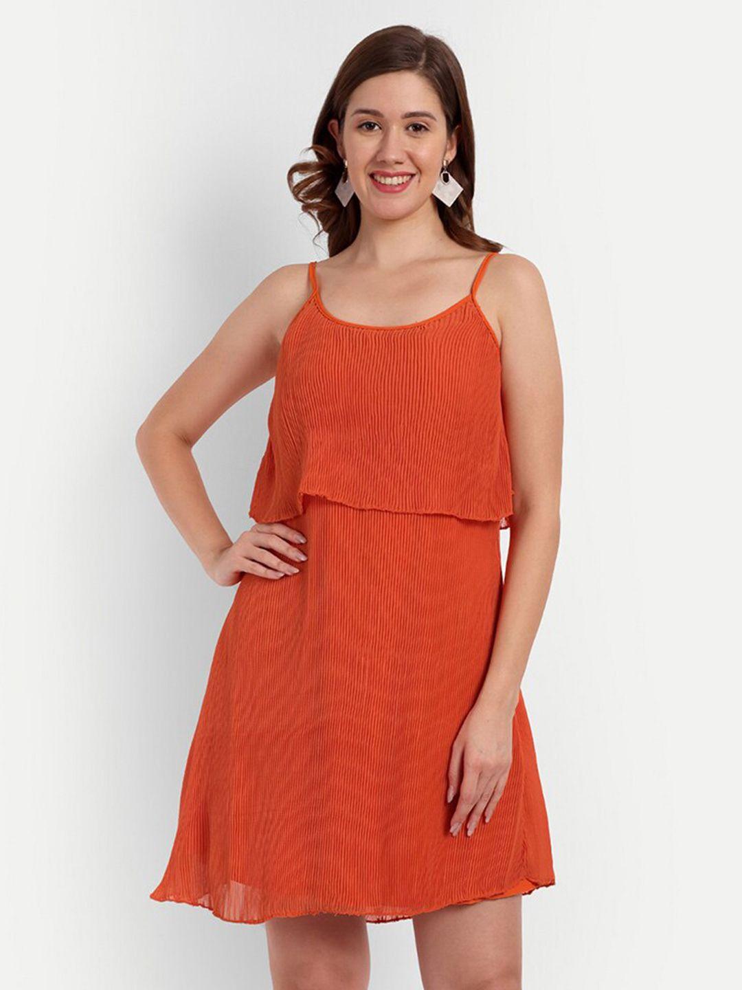 d 'vesh orange georgette fit & flare dress