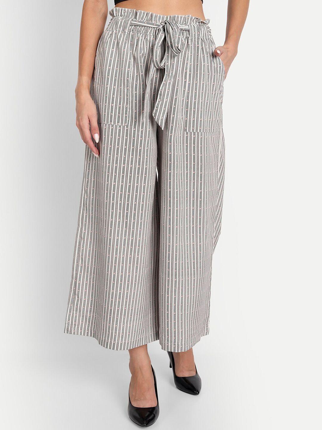 d 'vesh women white striped reversible trousers