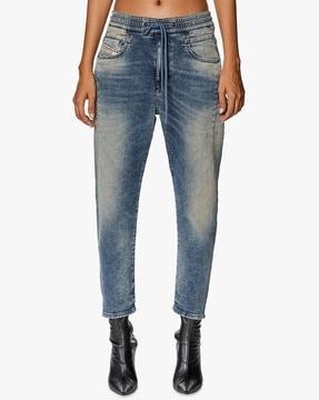 d-fayza boyfriend low-rise coated jogg jeans