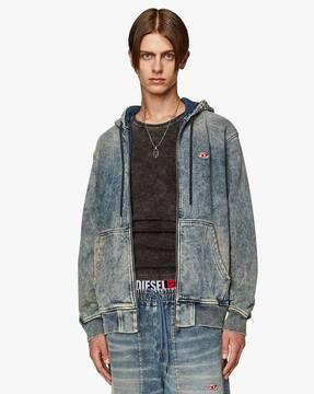 d-gir-ne zip-up hoodie in track denim