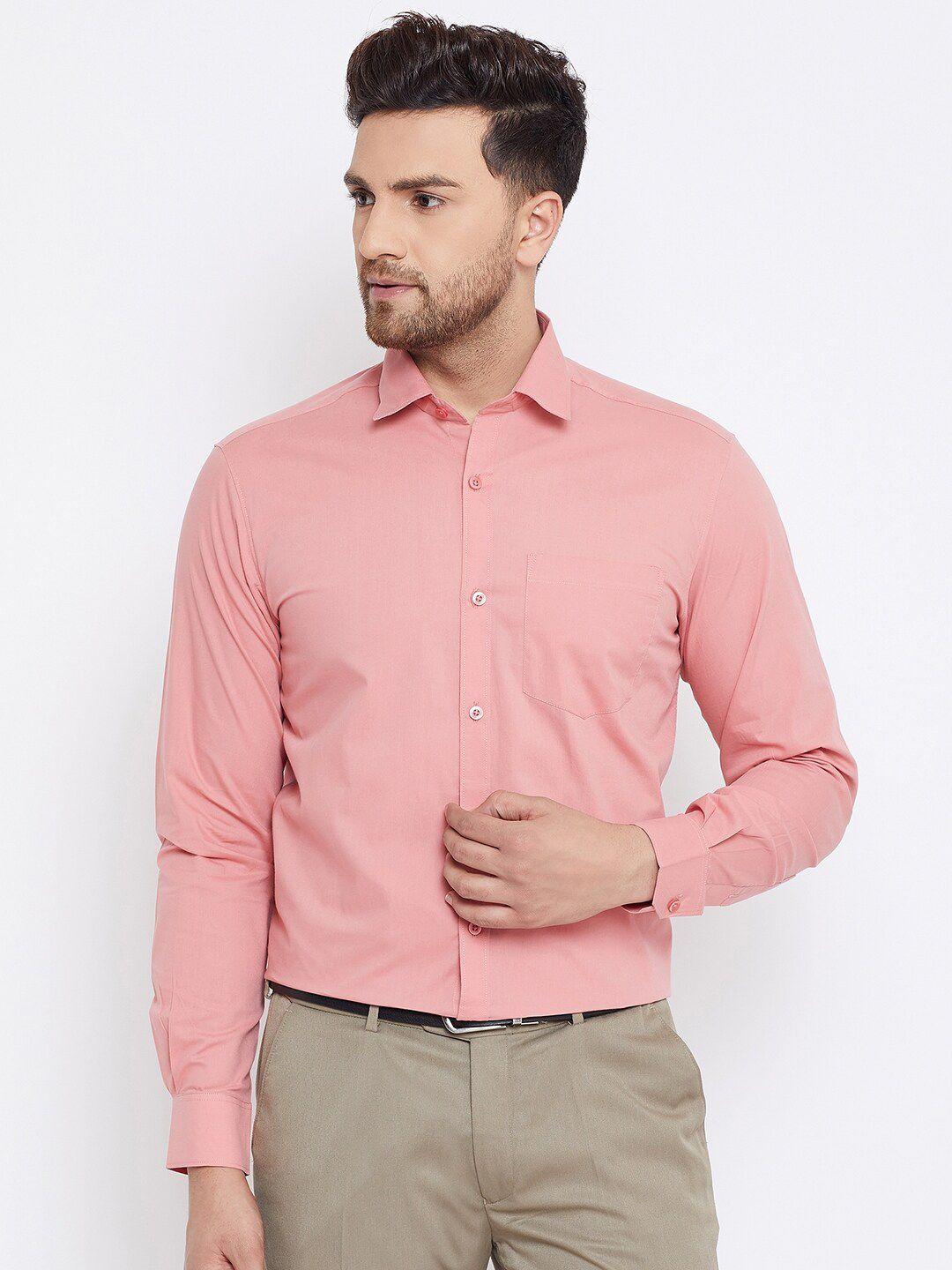 d kumar men peach standard cotton formal shirt