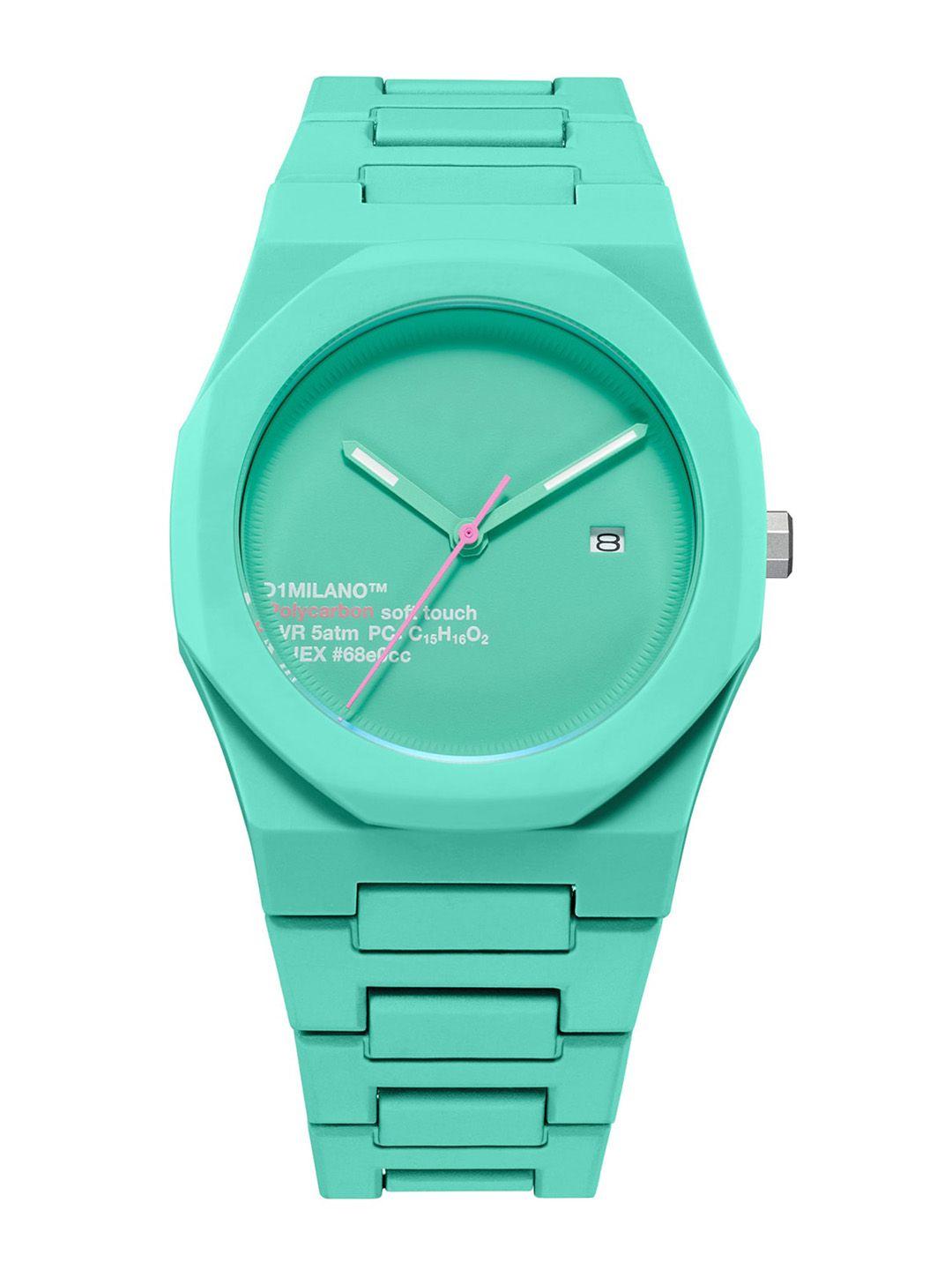 d1 milano women printed dial & textured straps analogue watch- pcbj31