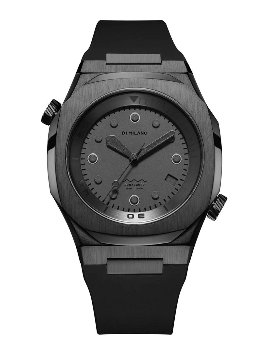 d1 milano men shadow subacqueo matte black dial silicone strap analogue watch - dvrjsh