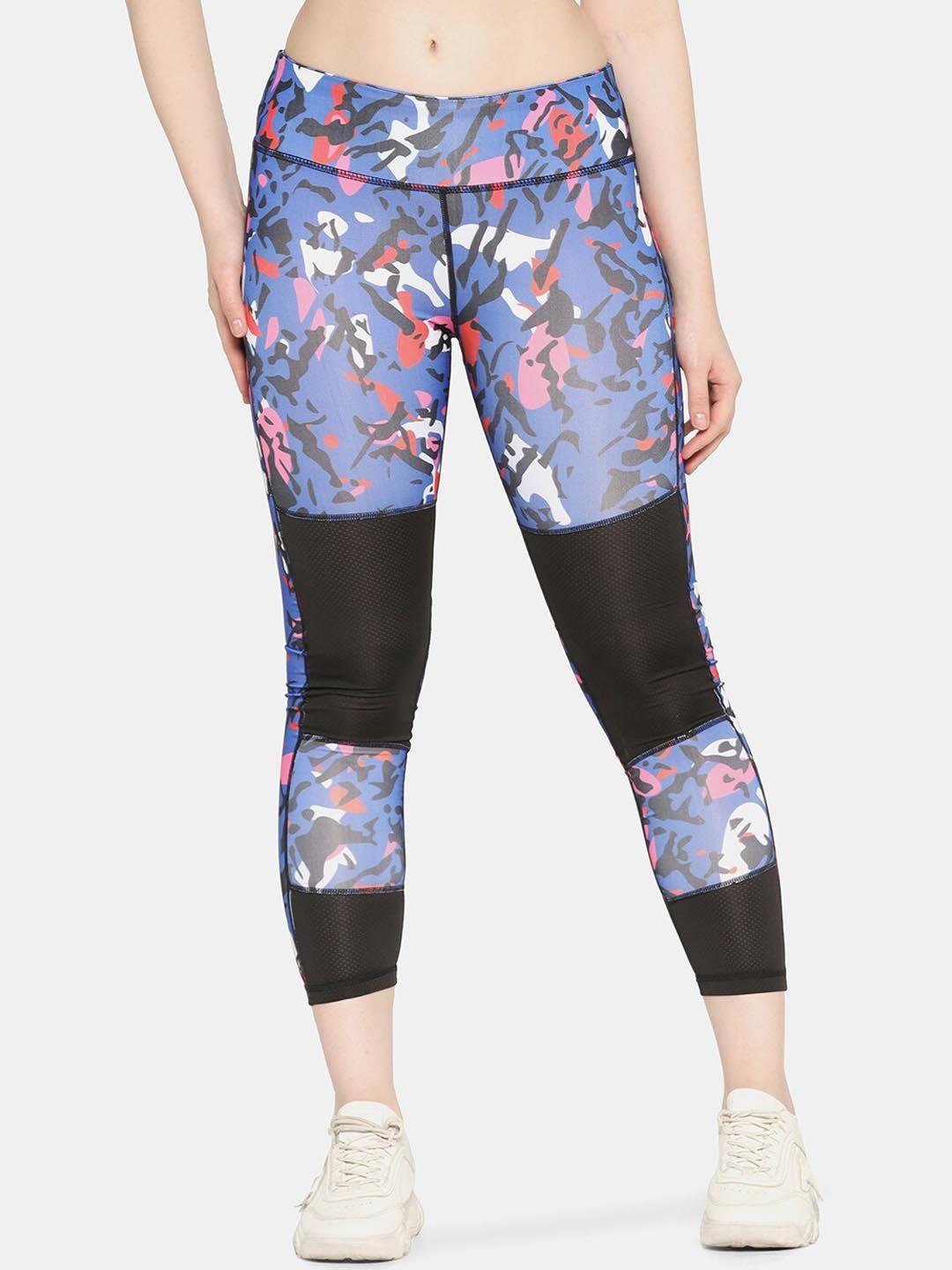 da intimo women printed dry-fit ankle-length training or gym sports tights