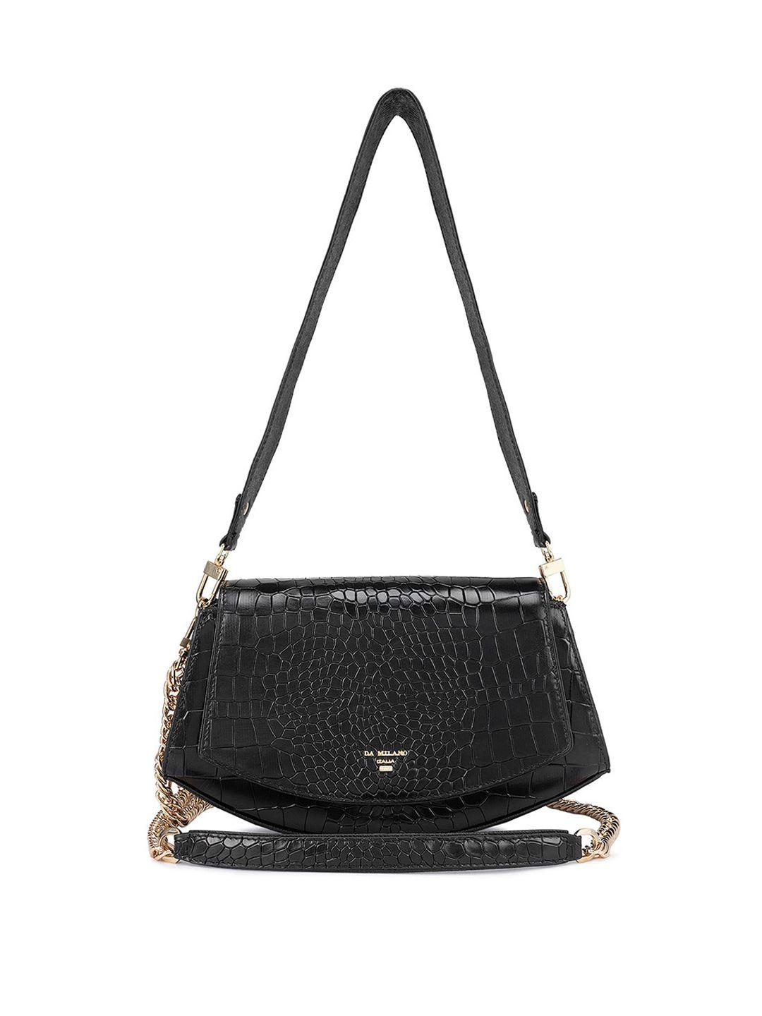 da milano animal textured leather structured sling bag