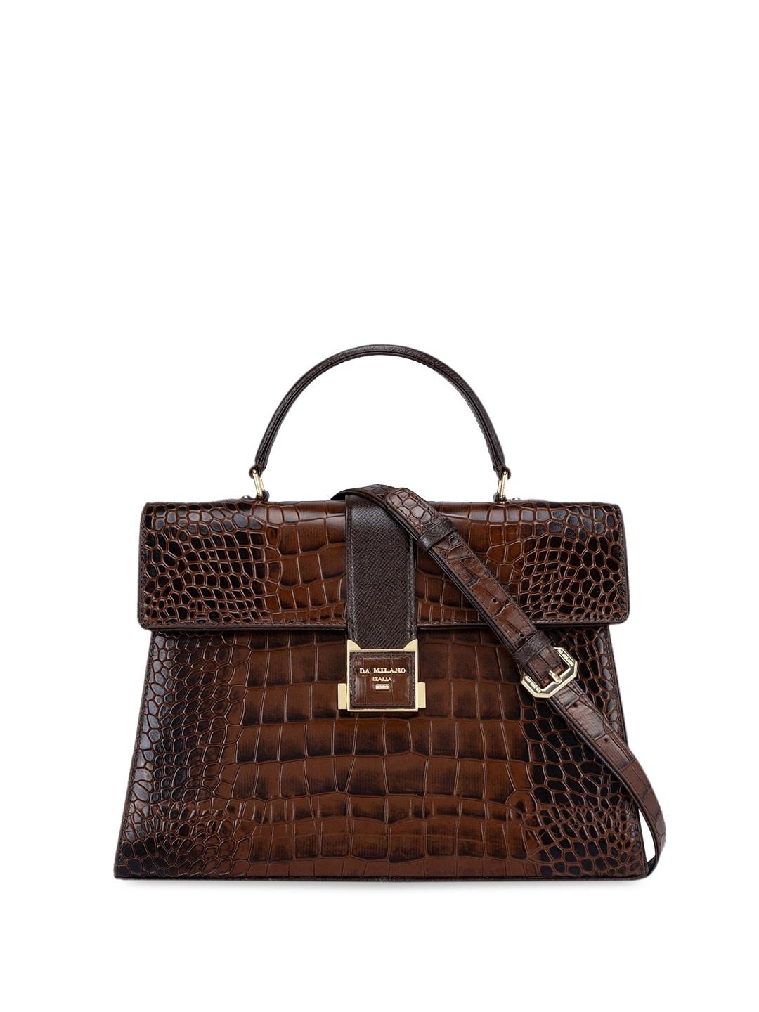da milano leather animal textured structured satchel