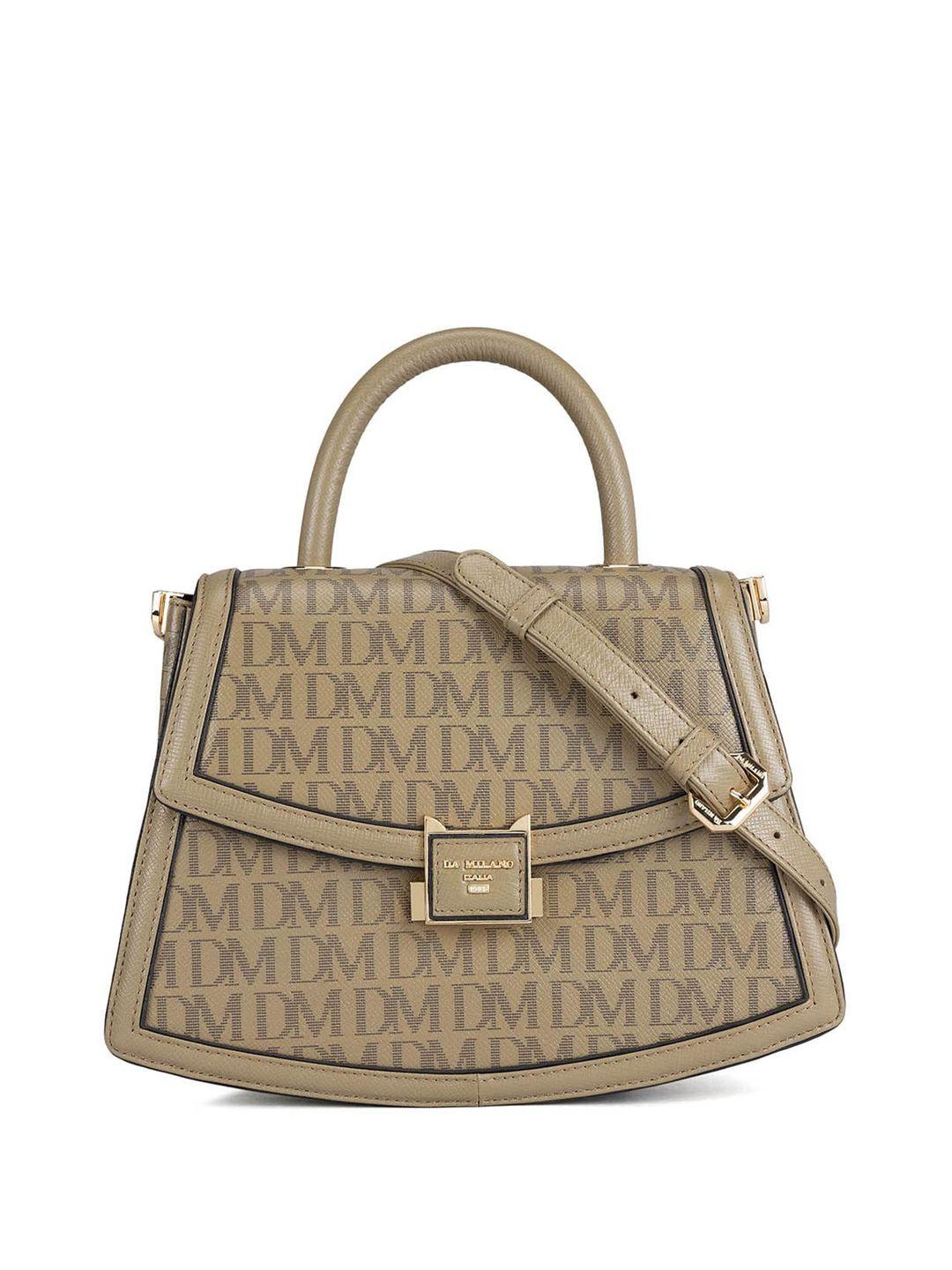 da milano leather typography printed oversized structured handheld bag