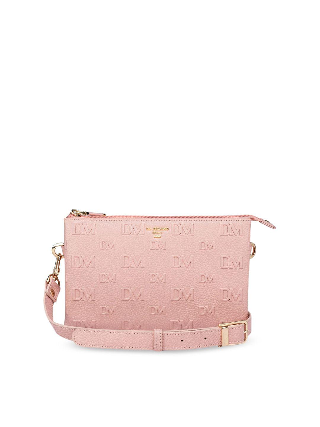 da milano pink textured leather sling bag