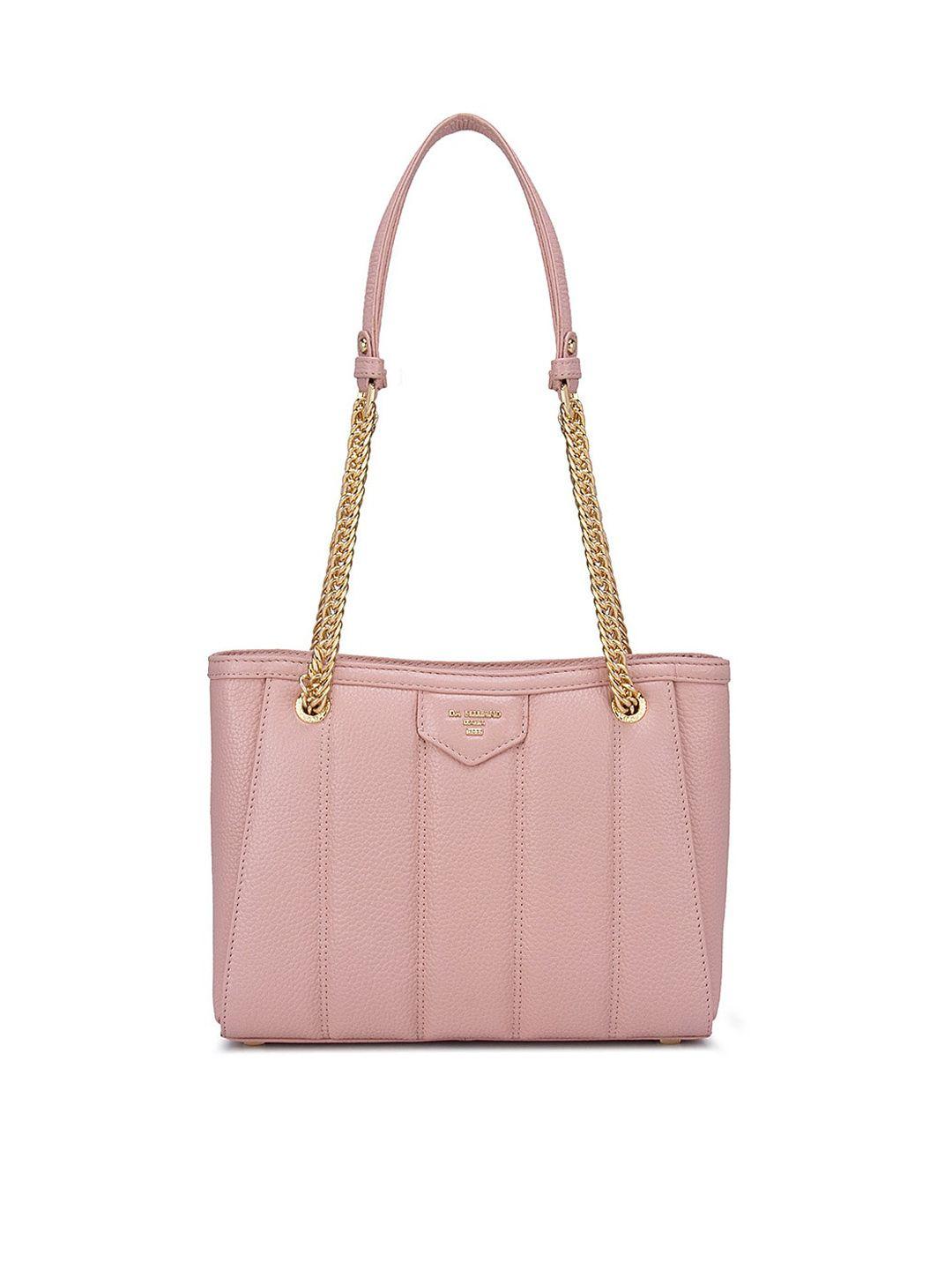 da milano pink textured leather structured shoulder bag