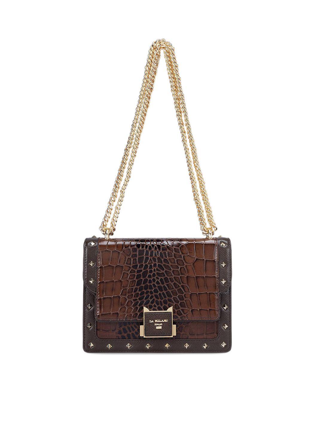 da milano textured embellished leather structured sling bag