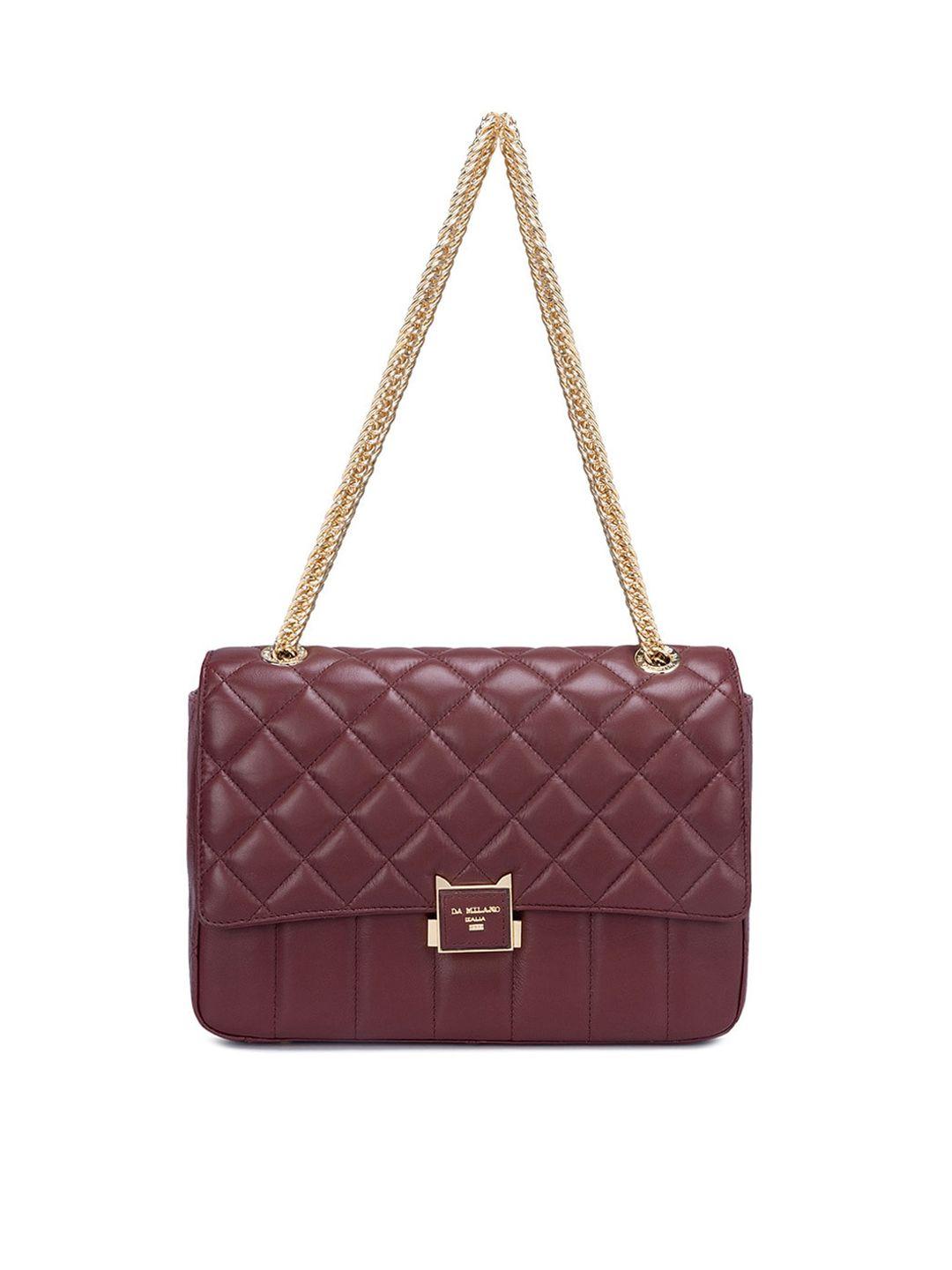 da milano textured leather structured shoulder bag with quilted
