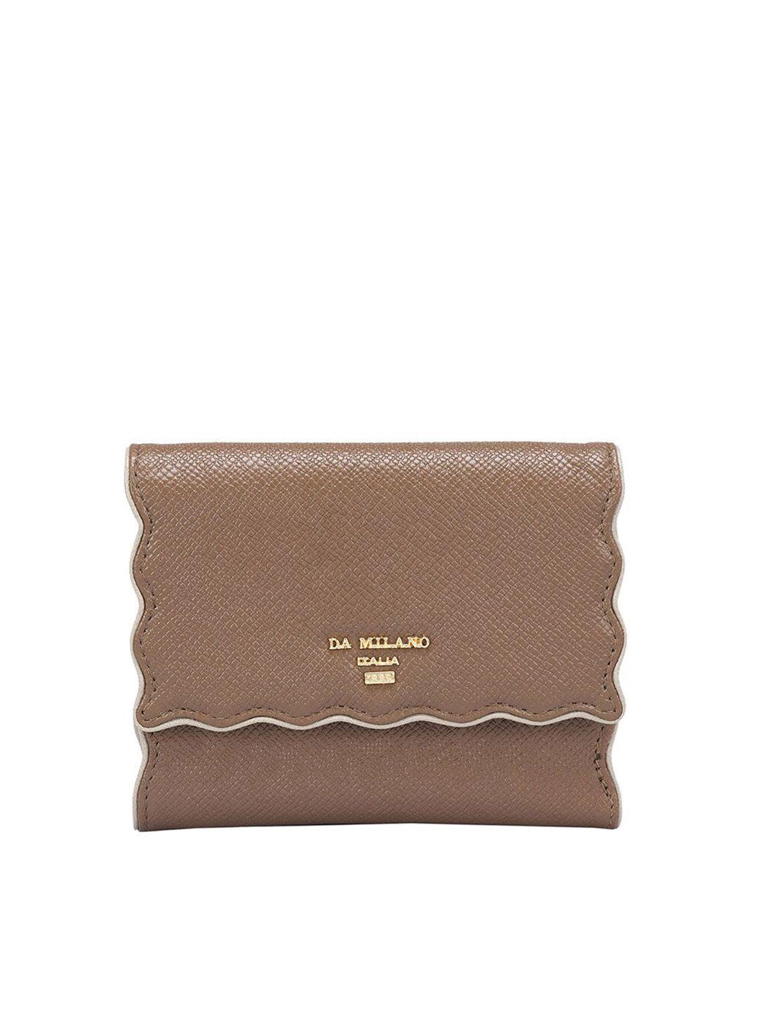 da milano women brown textured leather two fold wallet