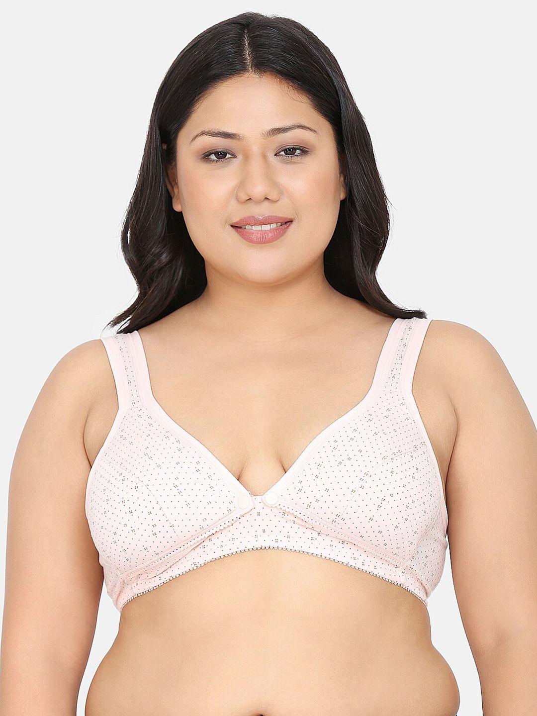 da intimo beige printed lightly padded anti microbial non-wired cotton maternity bra