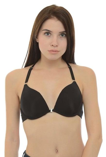 da intimo black under wired padded front open bra