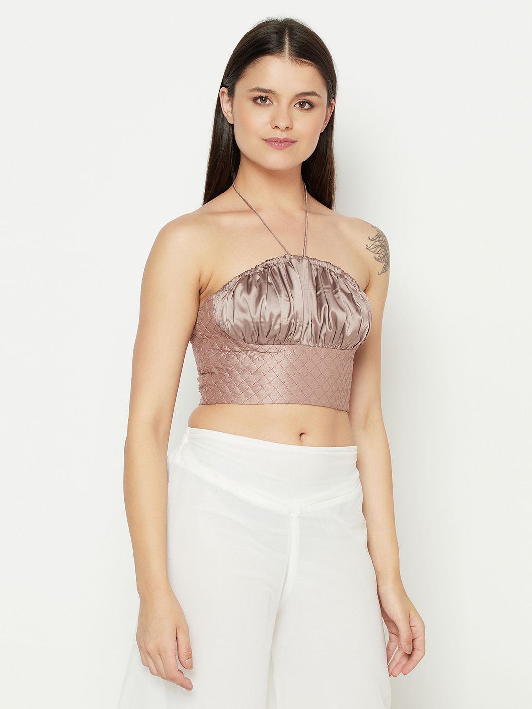 da intimo bronze-toned halter neck bralette bra