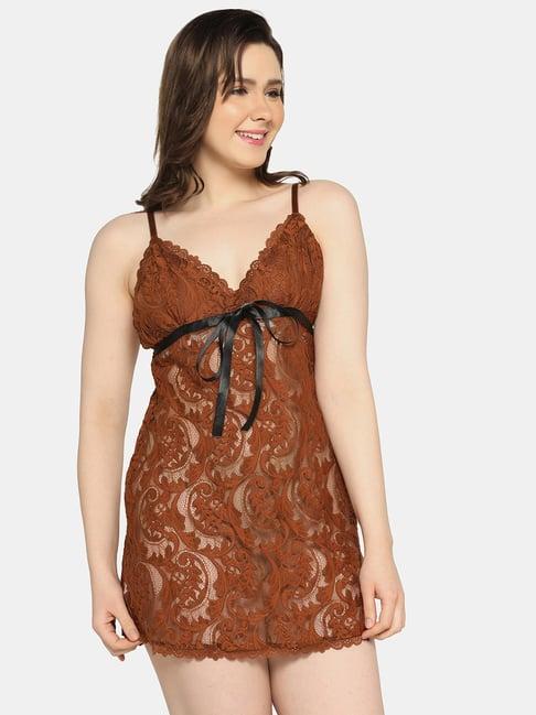 da intimo brown lace babydoll