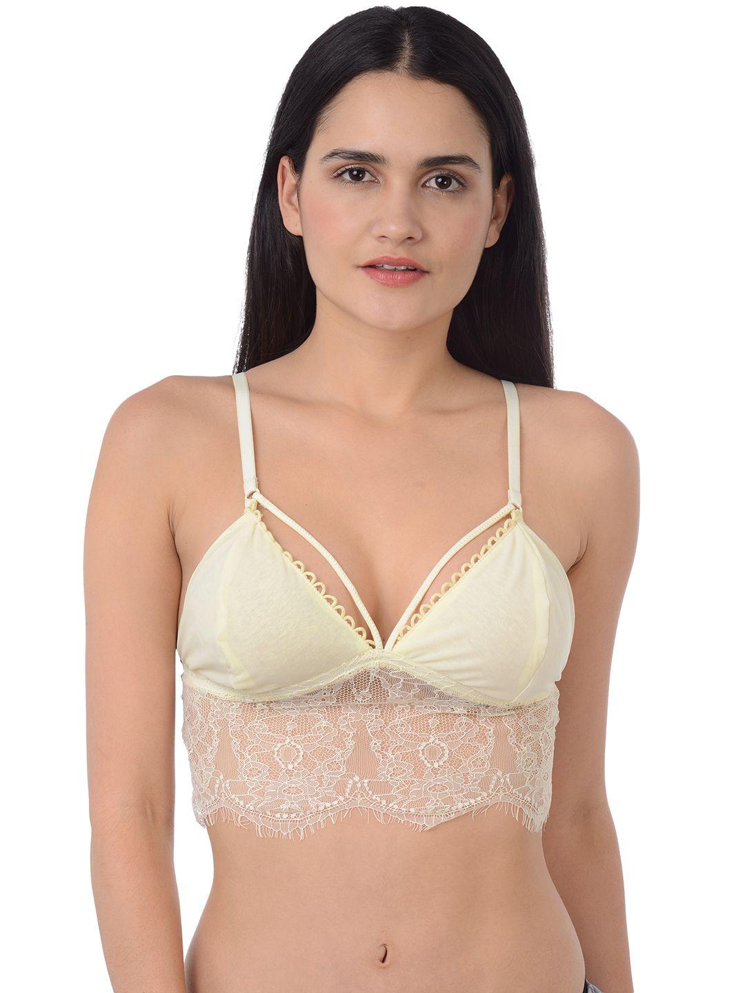 da intimo off-white solid non-wired non padded bralette bra di1087